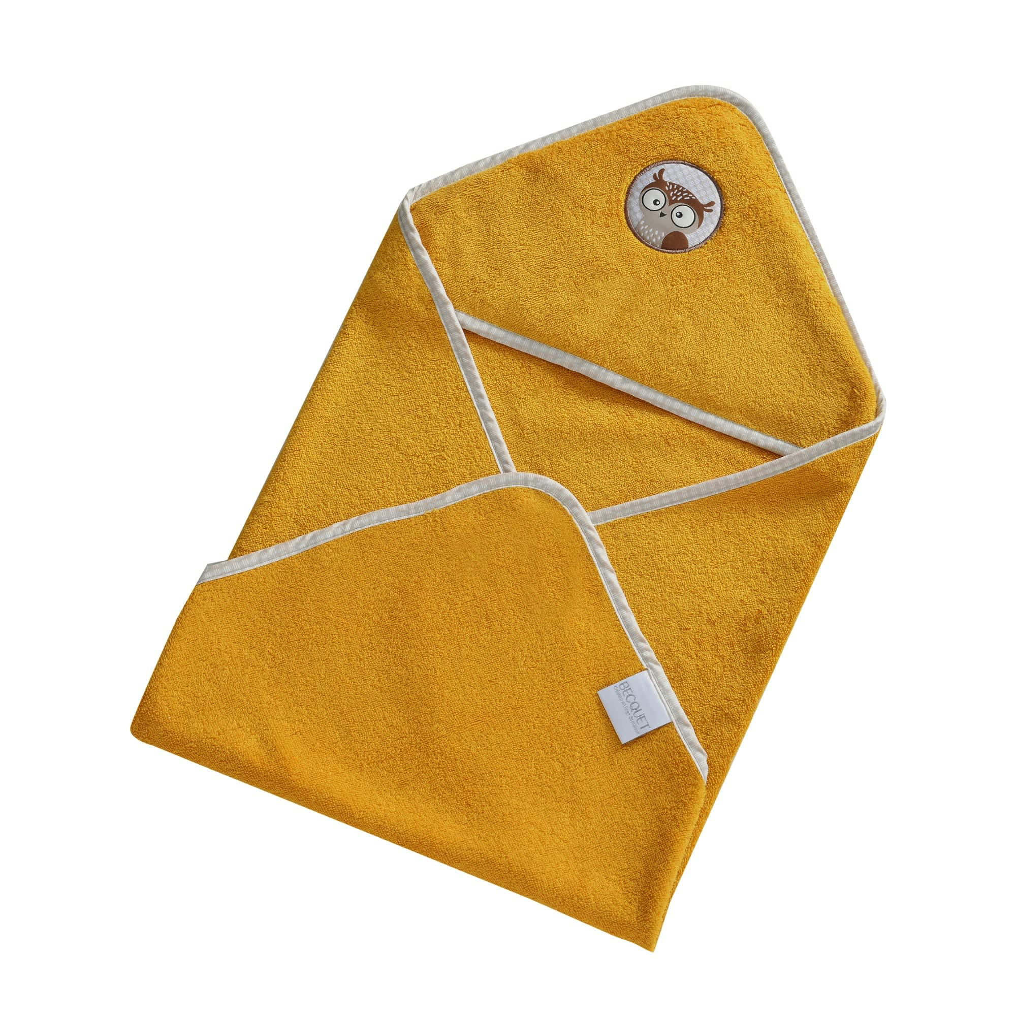 PETITES BETES - Cape de bain bébé jaune 70X70 en coton