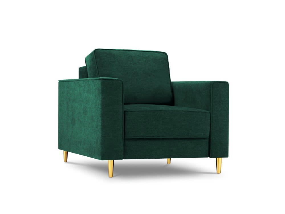 DUNAS - Fauteuil en tissu structuré vert bouteille