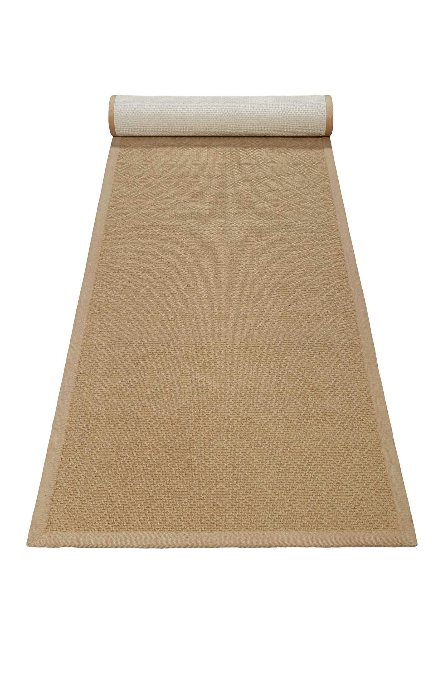 HUGO TWO - Tapis en jute, antidérapant à motif losange couleur naturel 80x400