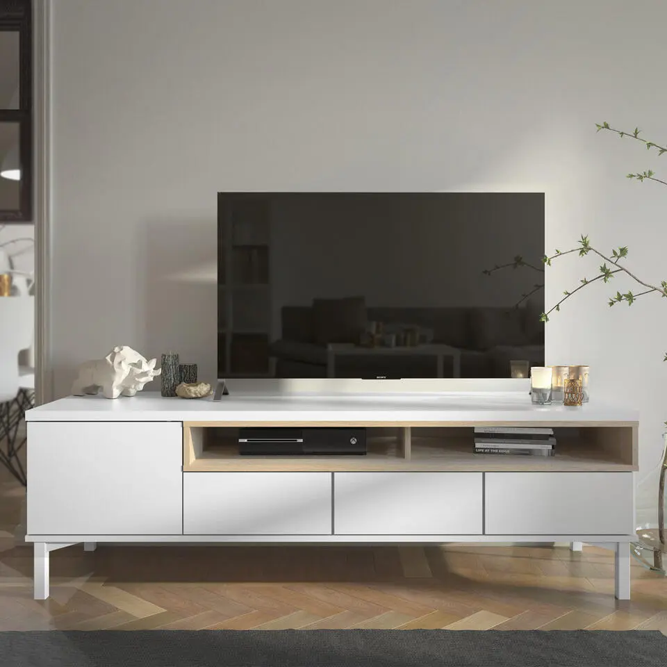Tv-meubel Wit/Naturel - 160x50x50cm - Roomers