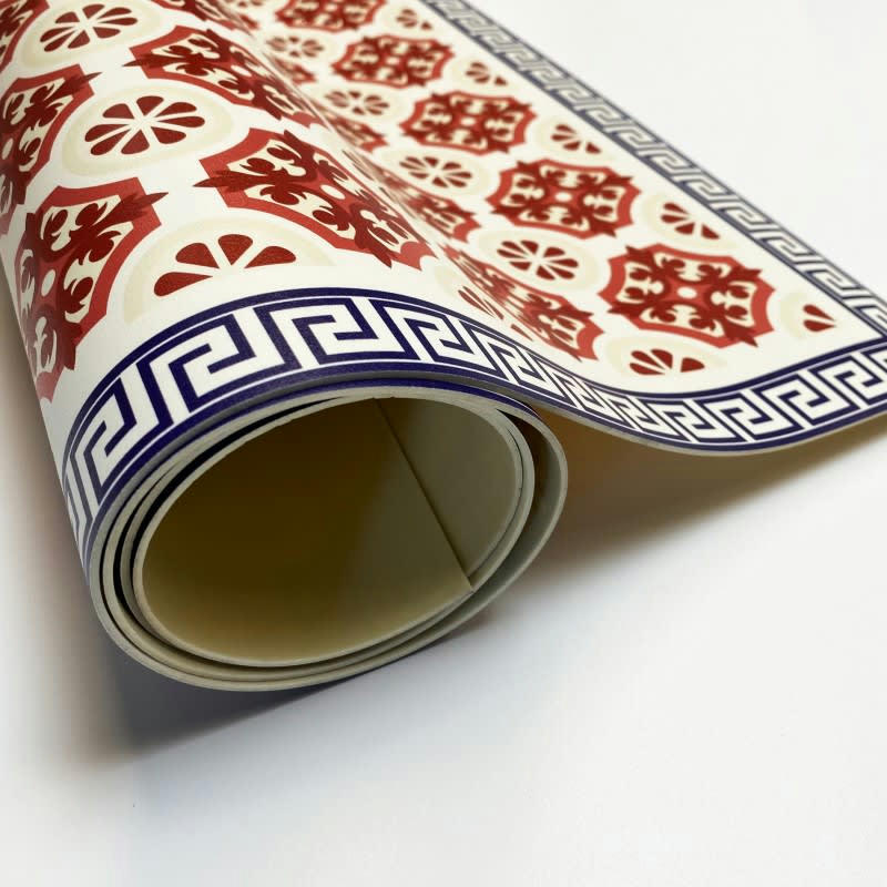 CARREAUX DE CIMENT ROUGE - Tapis Vinyle Médium l 50xL120cm