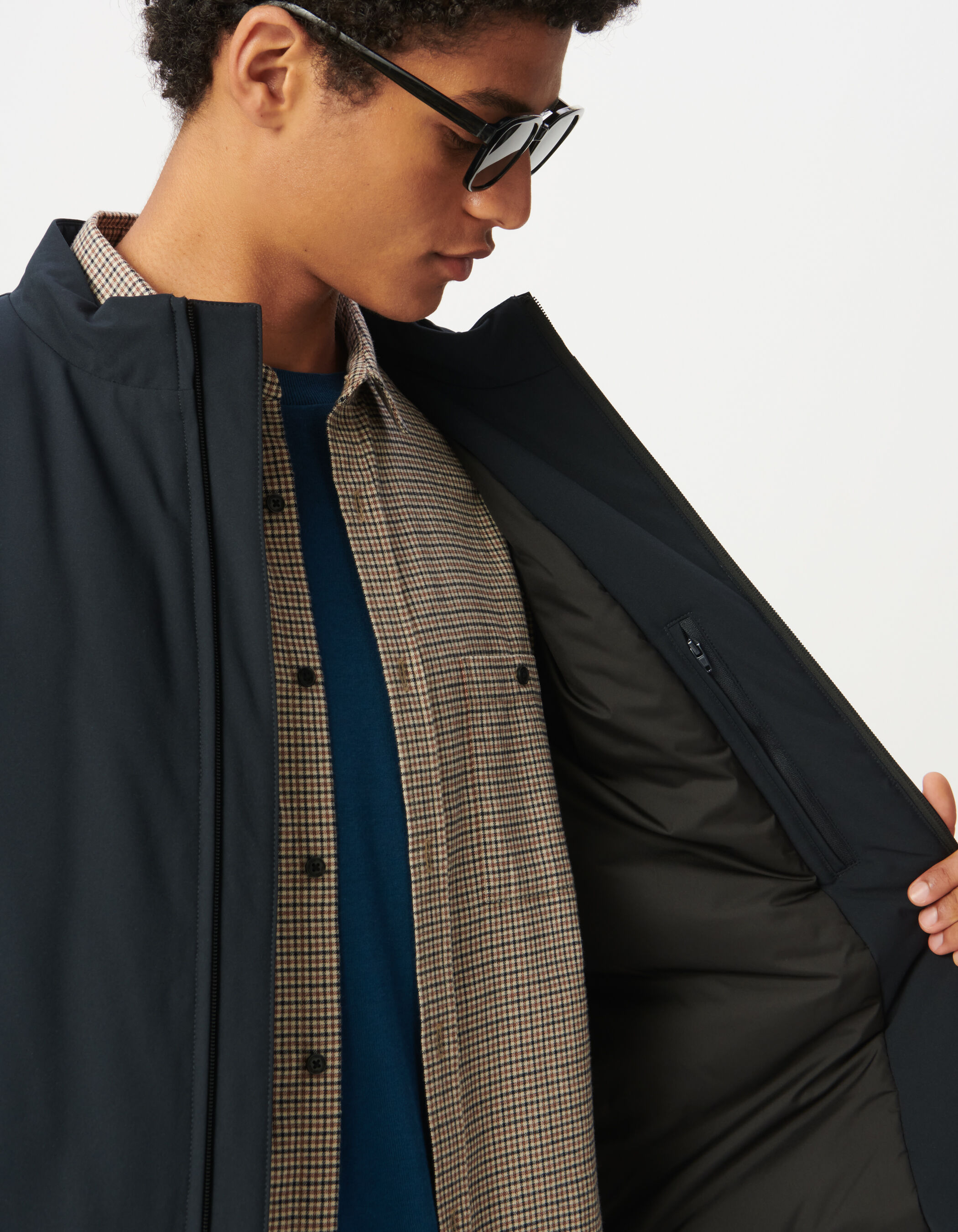 Sous-doudoune noire col montant Homme