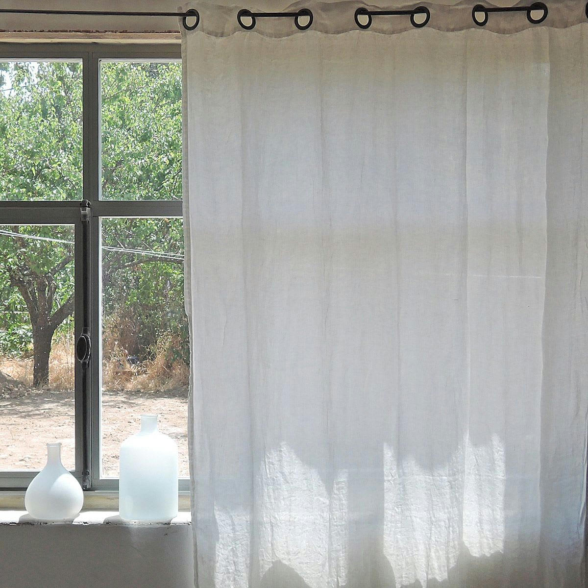 - Rideau en chanvre lavé Blanc