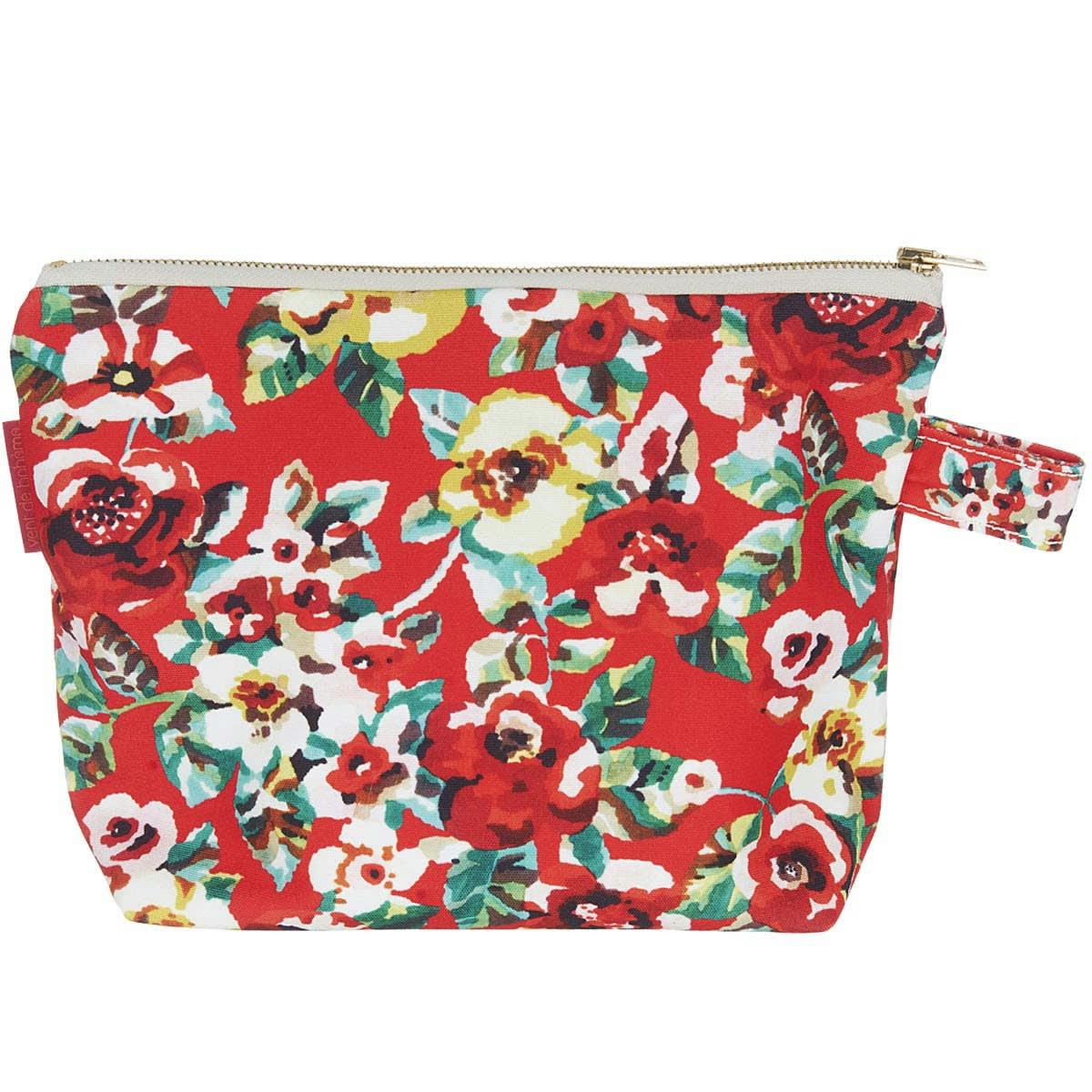 RITA - Pochette en toile outdoor imprimé fleuri rouge 19x28cm
