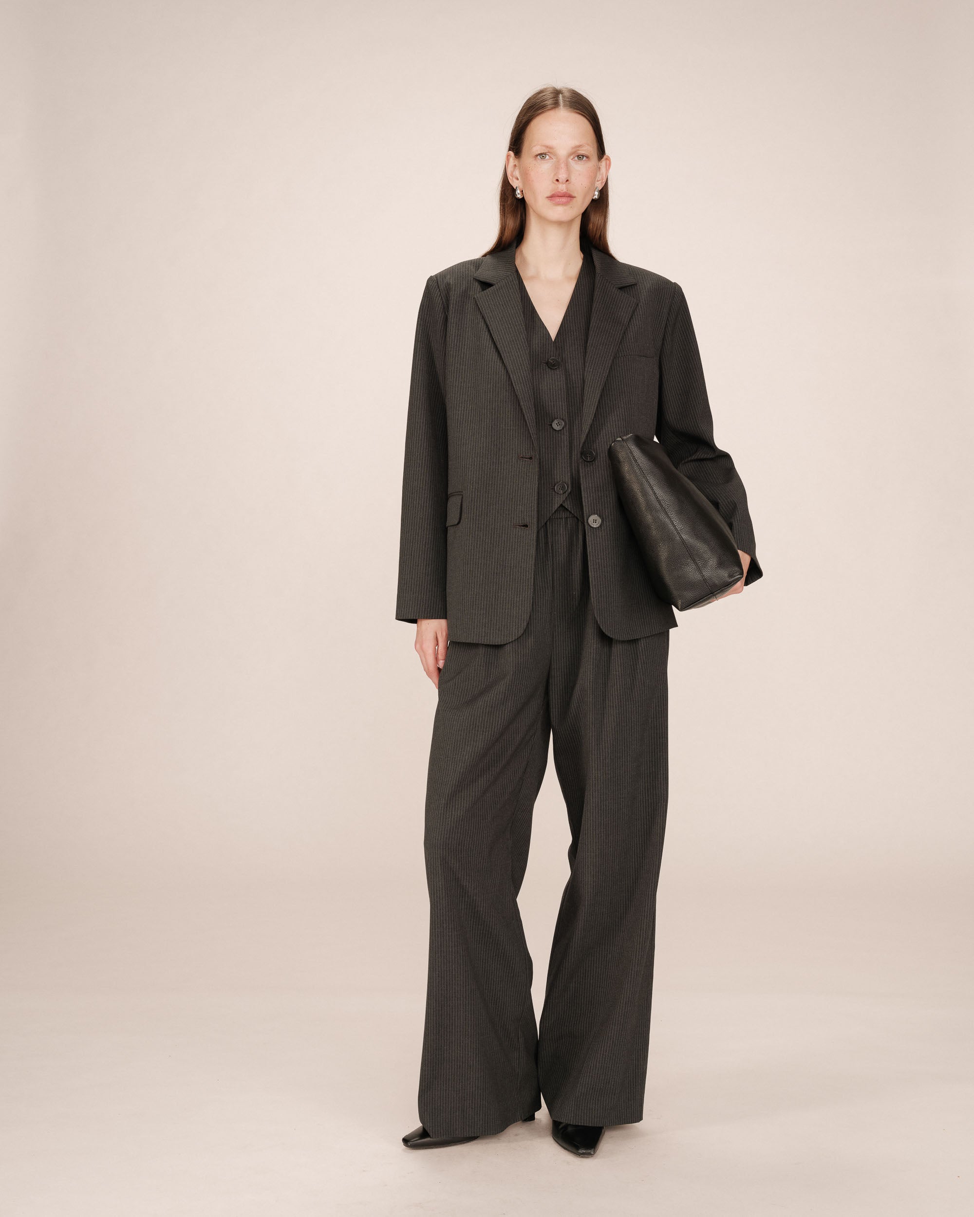 Blazer droit a rayures anthracite Silly