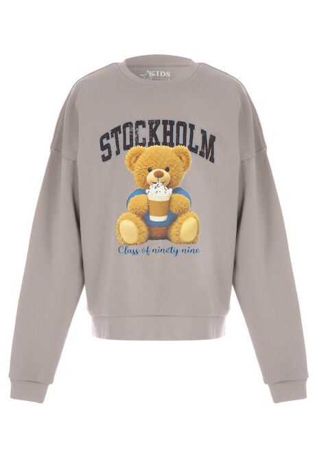 Older Girls Brown Teddy Bear Sweatshirt