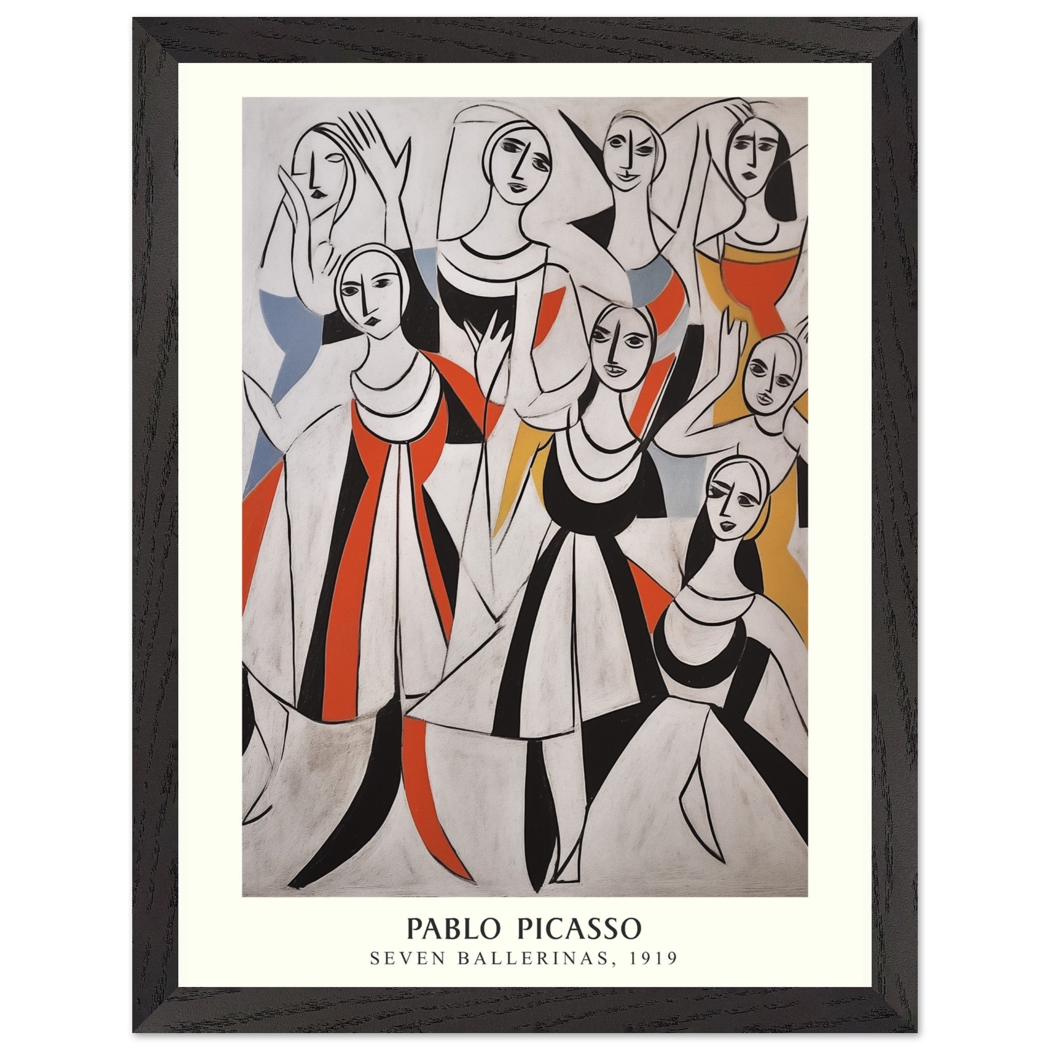 Artfulprints Poster met Lijst Pablo Picasso - Seven ballerinas  - 30x40 cm - Meerkleurig