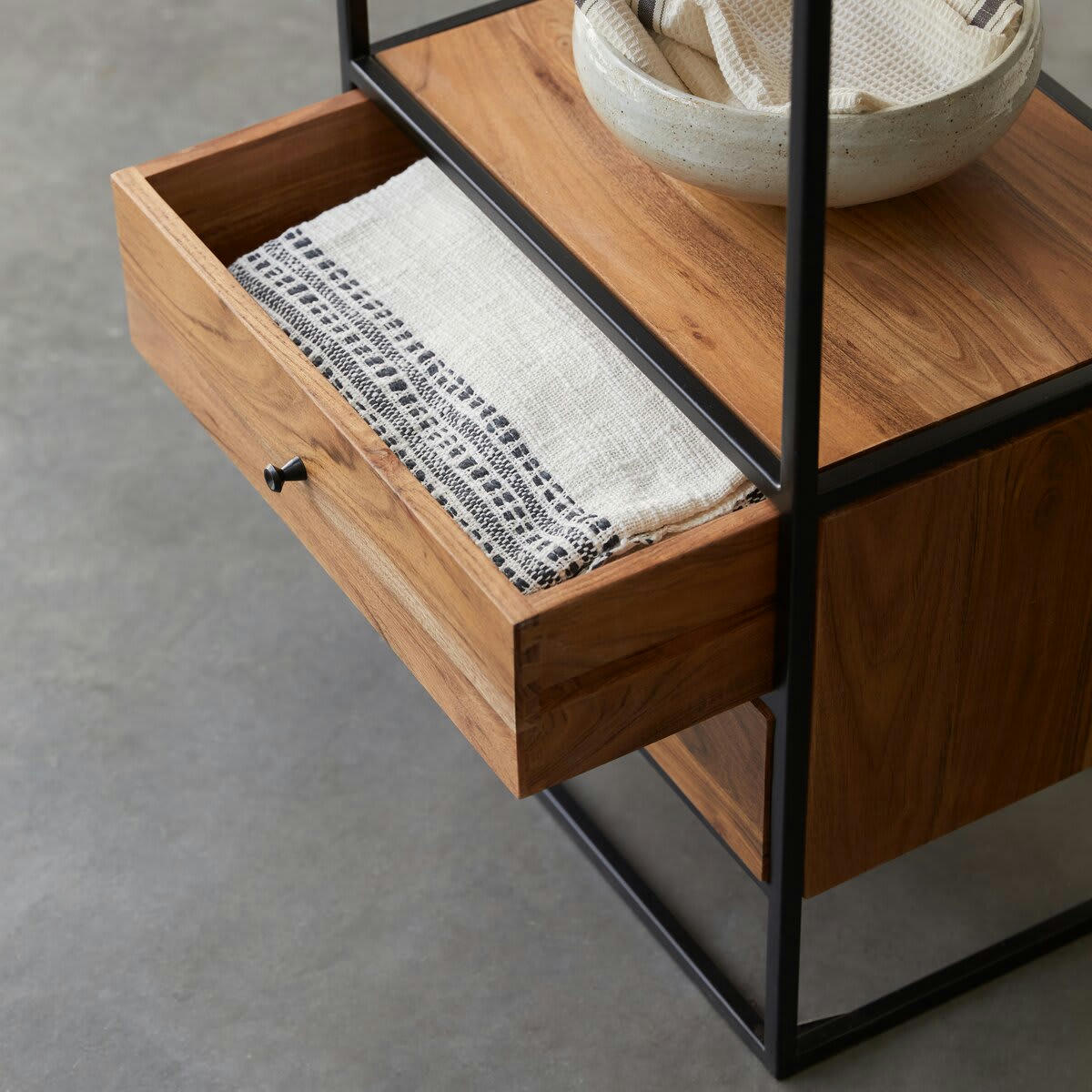 AGRA - Colonne en acacia massif et métal