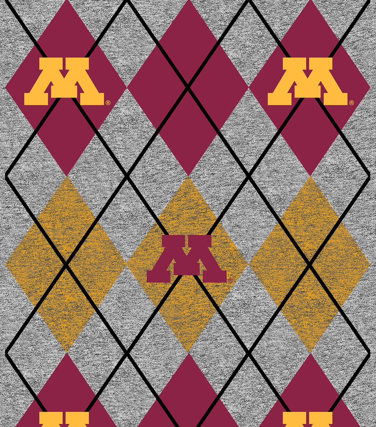 Minnesota College Fleece Fabric Heather Argyle