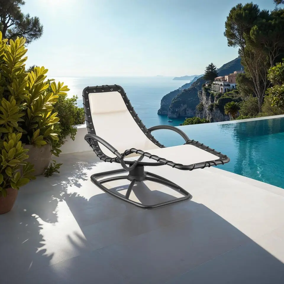 tectake Ligstoel Toulon, ergonomisch, schommelfunctie, Beige