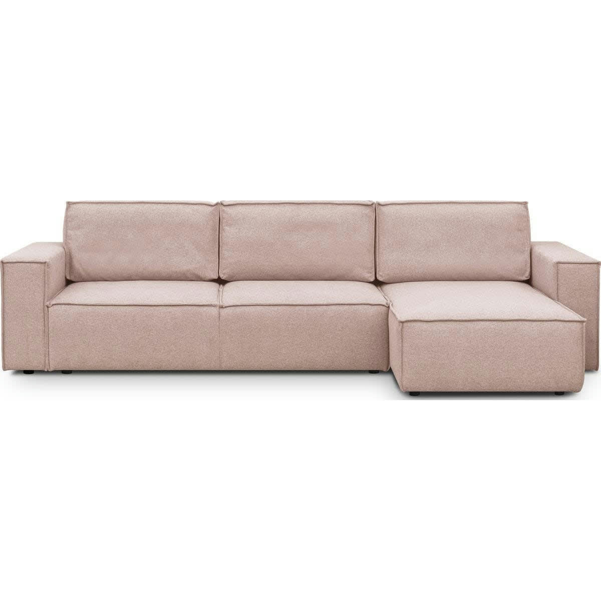 HARPER NEW - Canapé d'angle 5 places convertible + coffre, tissu rose