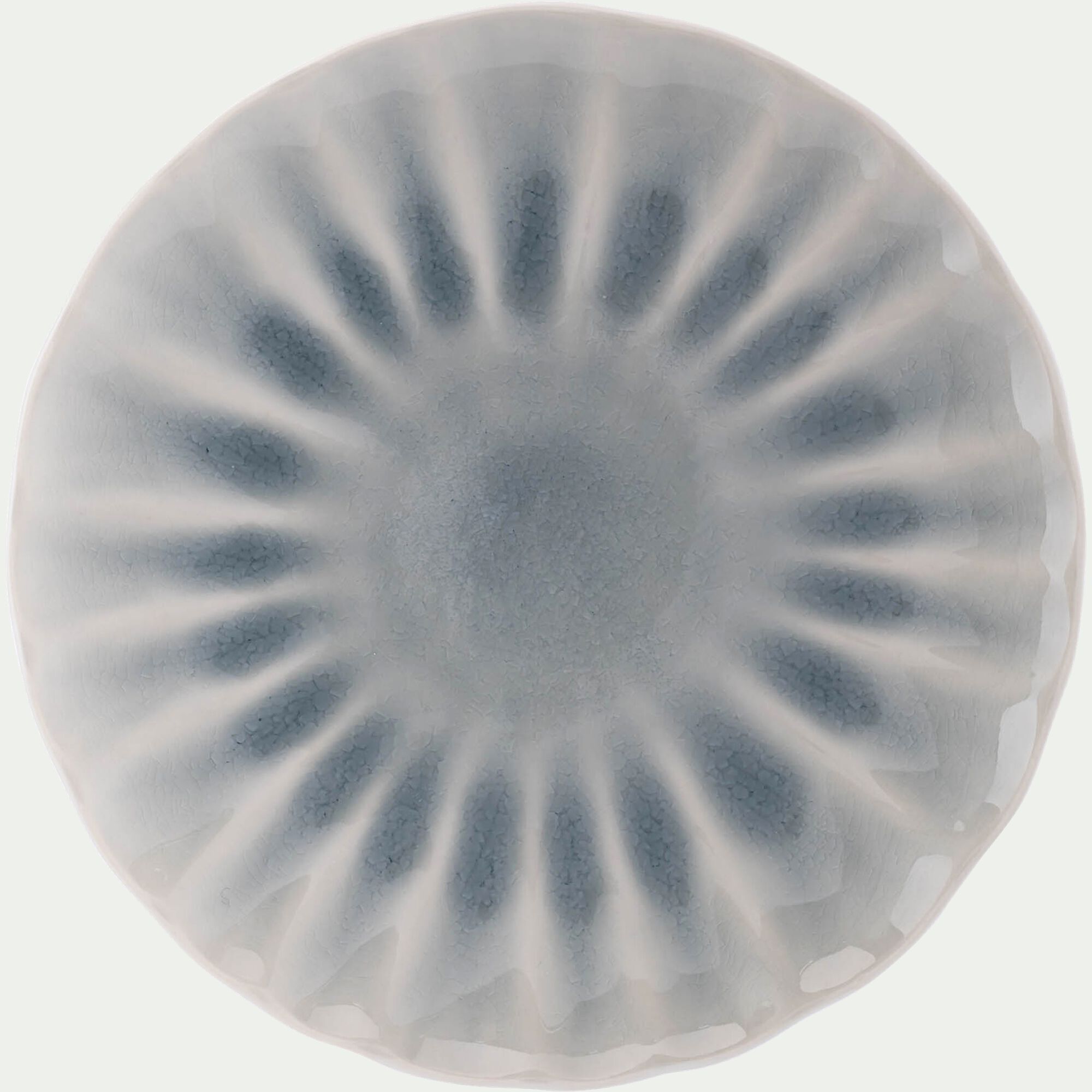 GIULIA - Assiette plate ondulée en grès D26,5cm - bleu
