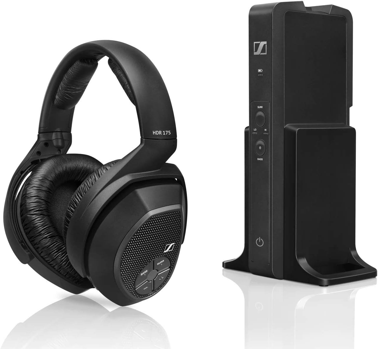 Sennheiser RS 175 RF Wireless Headphones for TV with Bass Boost and Surround Sound Modes, Compact and Ergonomic, Wireless TV Headphones Listening, Black