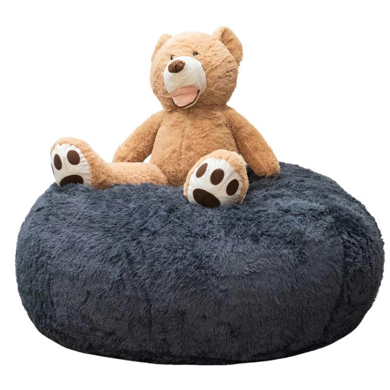 - Pouf Géant Fausse Fourrure Gris 200 cm