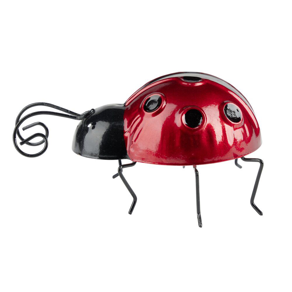 Coccinelle à poser en métal rouge et noir 11x8,5xH5,5cm