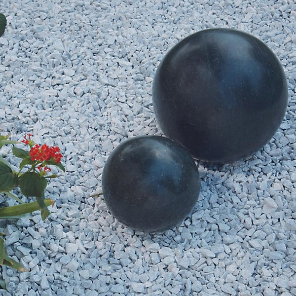 Boule déco jardin granit diamètre 20 cm - Noir 20 cm