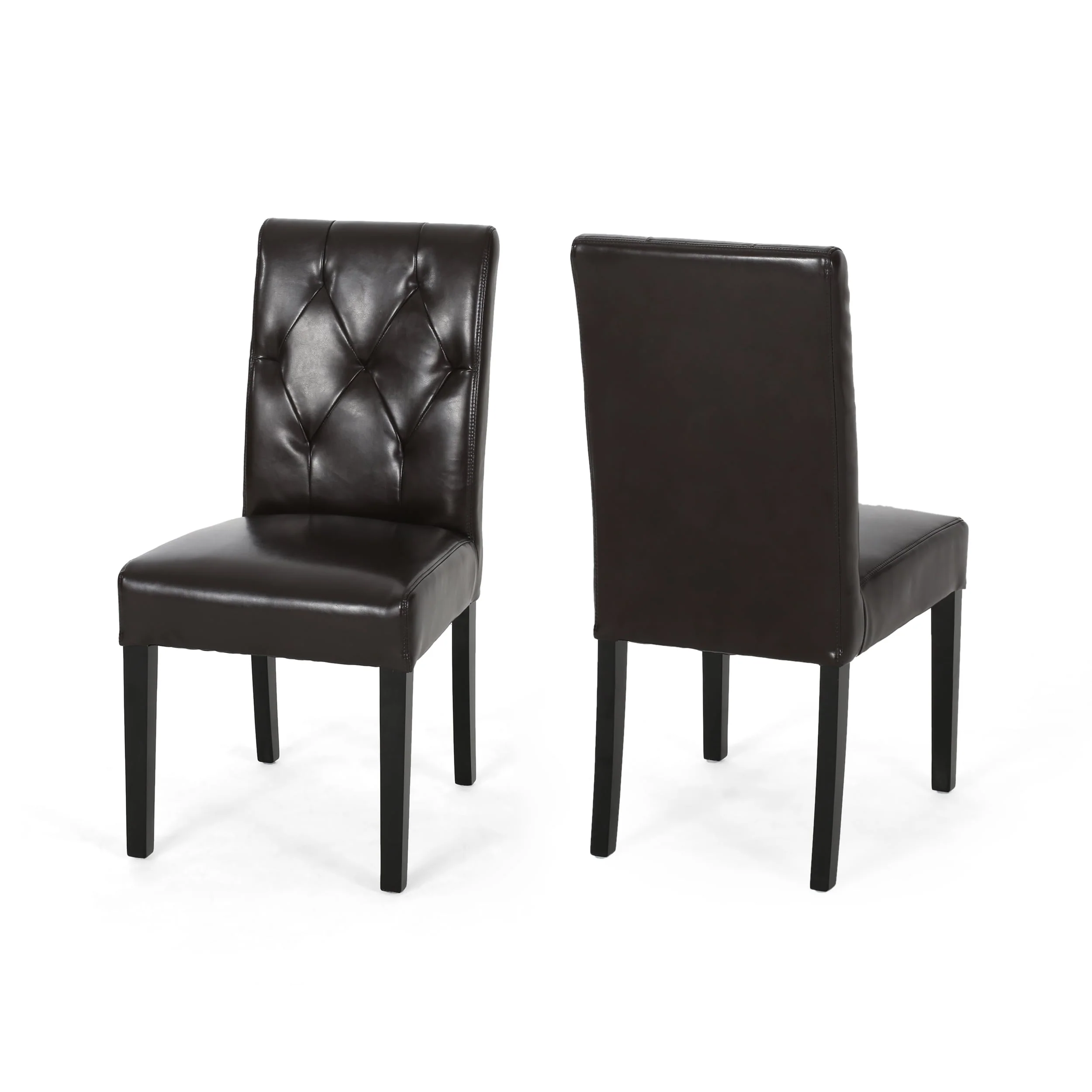 Gentry Bonded Leather Brown Dining Chair (Set of 2) by Christopher Knight Home