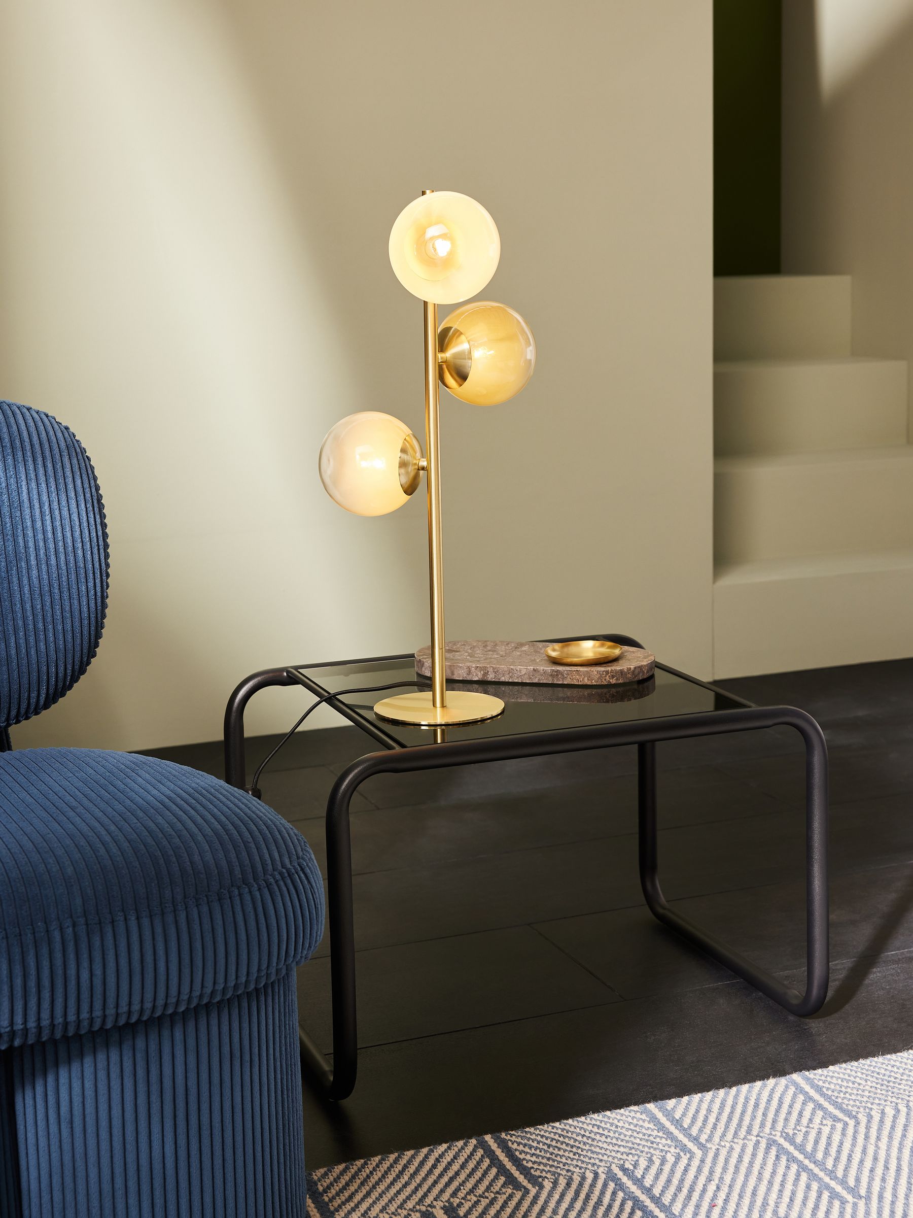 Globe Table Lamp in Brass/Green Ombre