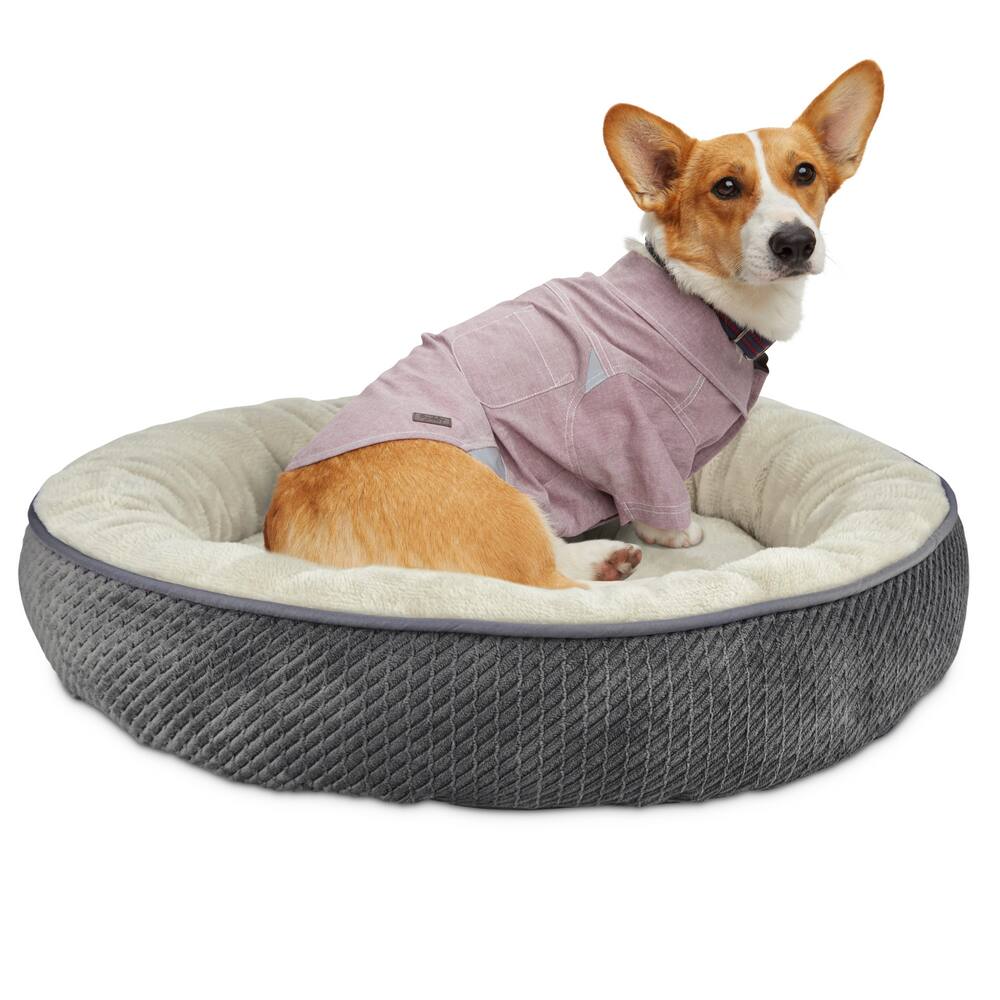 Petco Textured Round Cat Bed, Washable, 20-in x 20-in, Dark Grey