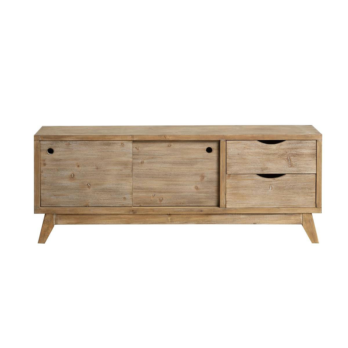 NATURAL - Meuble TV en bois marron 140 cm