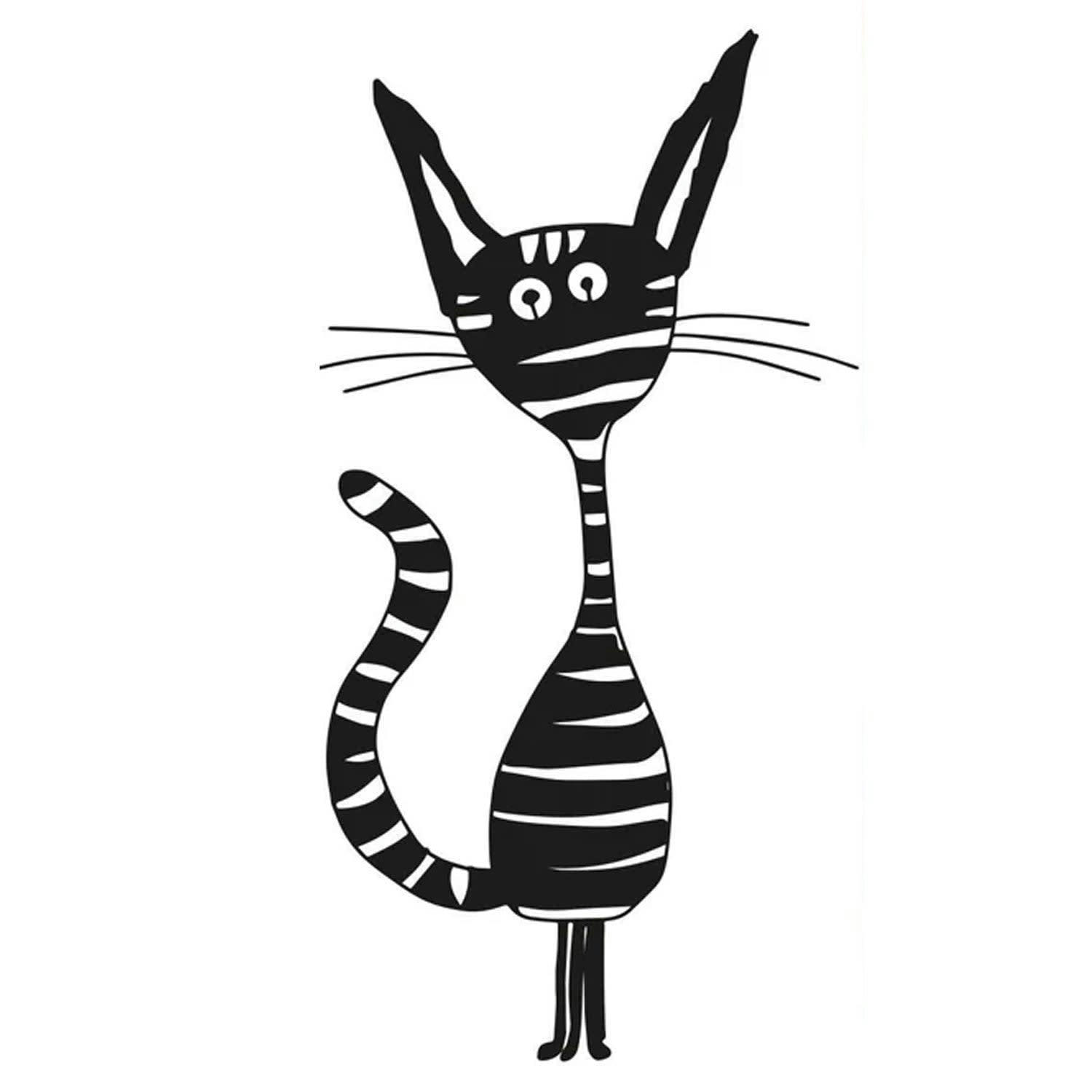 ANIMAL - Décoration murale chat joyeux en métal noir 42x80 cm
