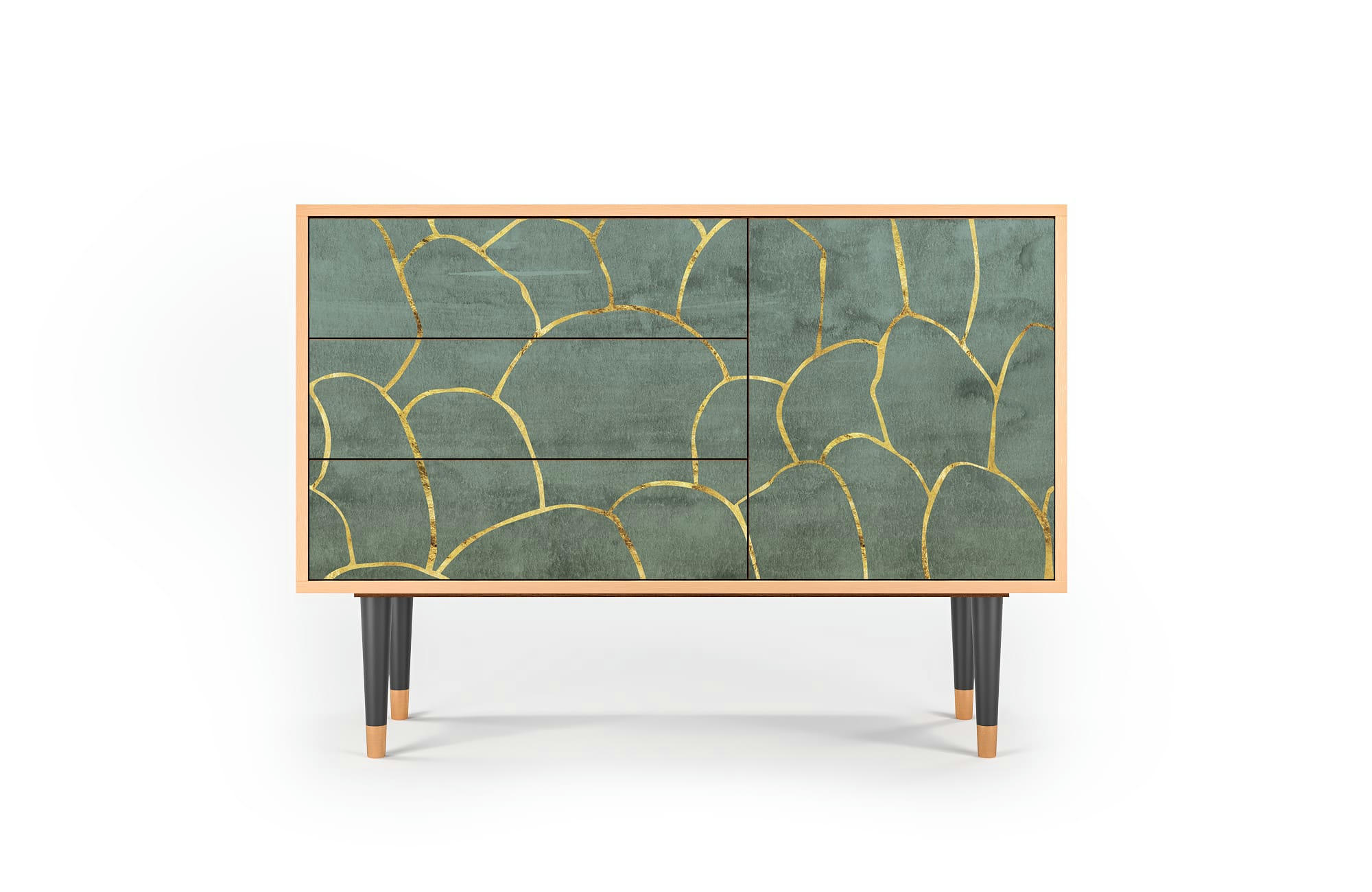 MAGNIFICENT WATER LILY - Buffet  bleu-vert 3 tiroirs et 1 porte L 115 cm