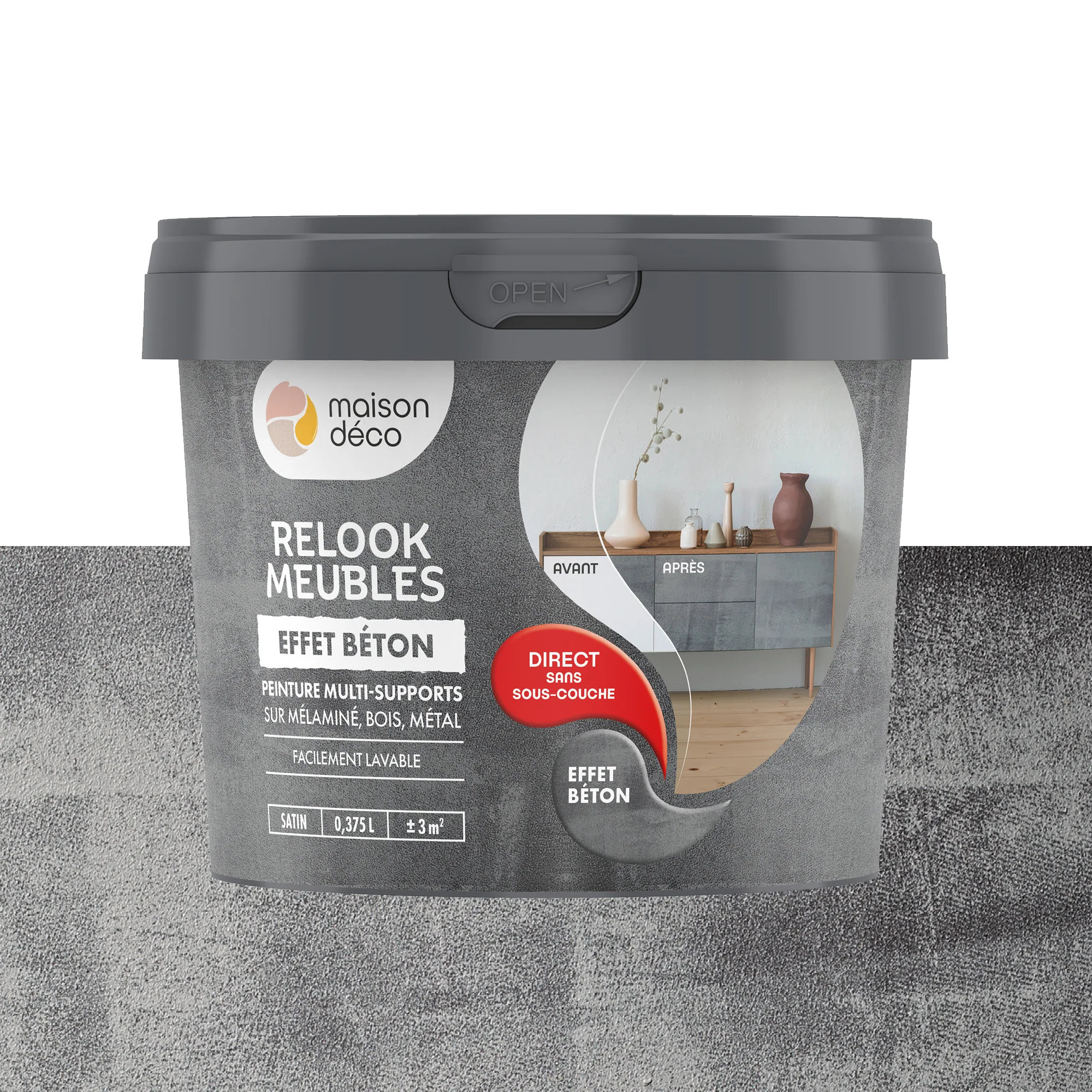 Relook meubles effet bois Peinture Peinture effet béton Satiné 0,38 L