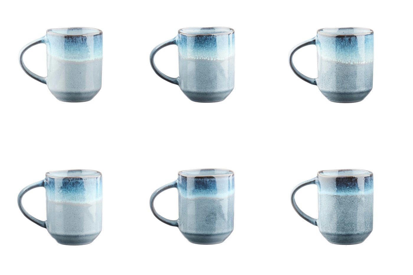 GENESIS - Lot de 6 mugs en grès bleu 40cl