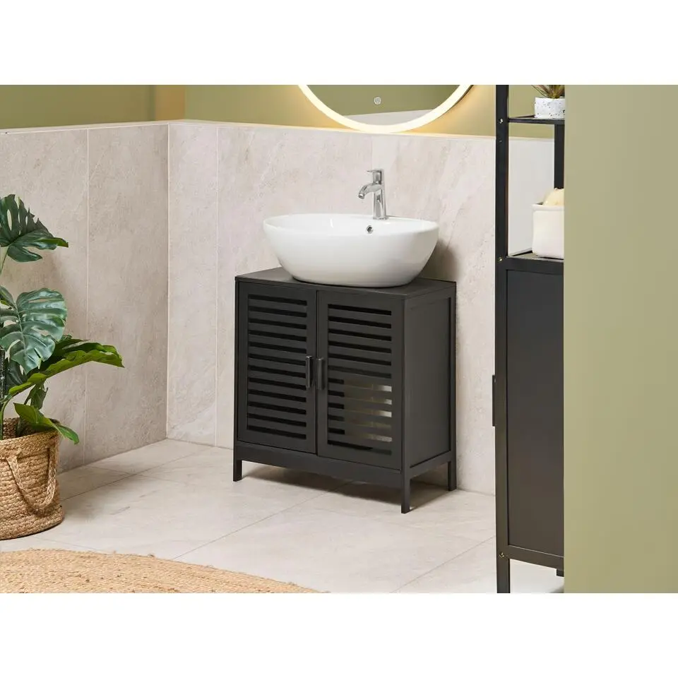 MISSOULA - Wastafelkast - Zwart - Bamboehout