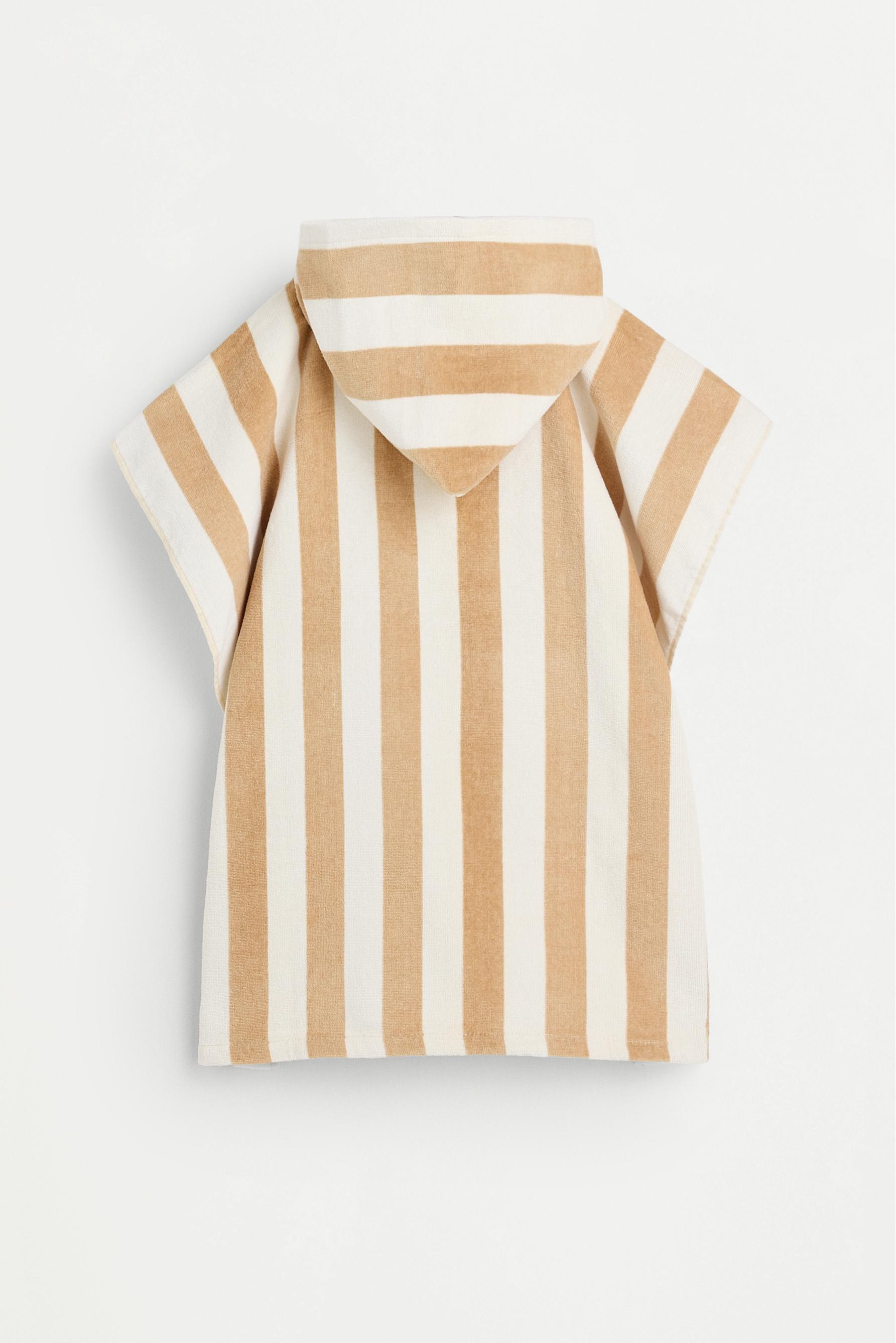 Niños | Poncho toalla rayas beige