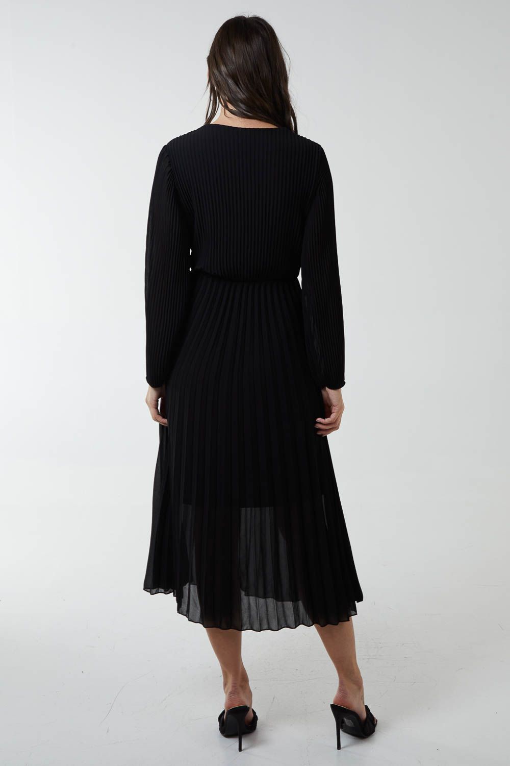 Blue Vanilla Wrap Front Pleated Maxi Dress