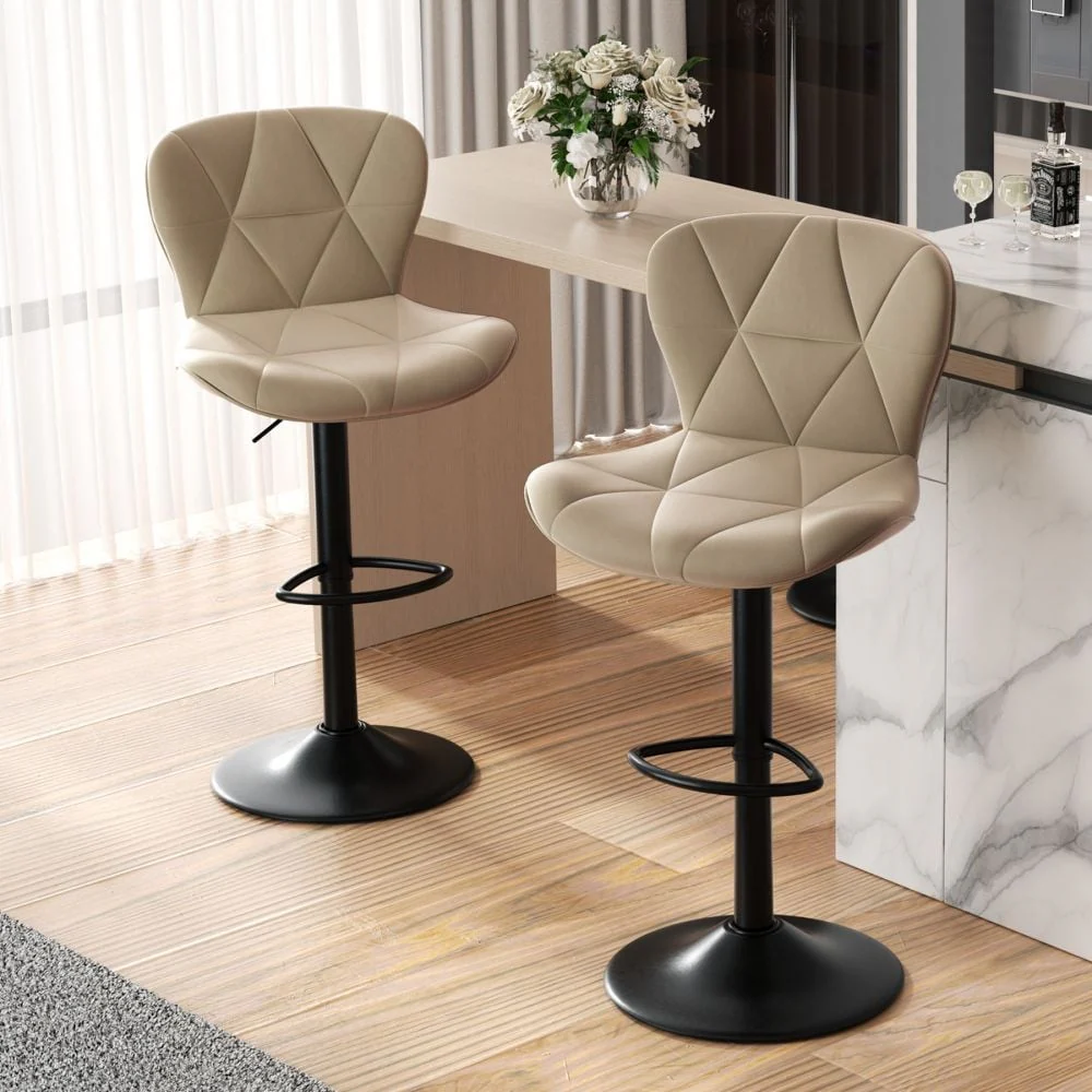 Set of 2 Faux Leather Counter Height Bar Stools