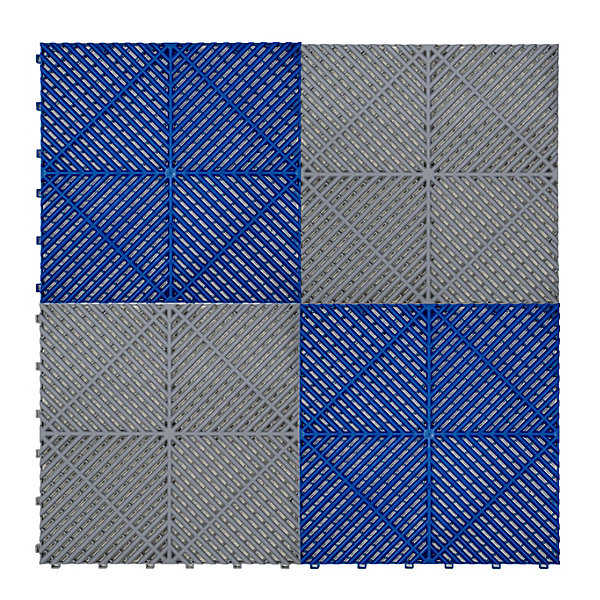 Carrelage de Sol Ventilé Pour Garage Avec Bordure (60 x Bleu &60 Gris)