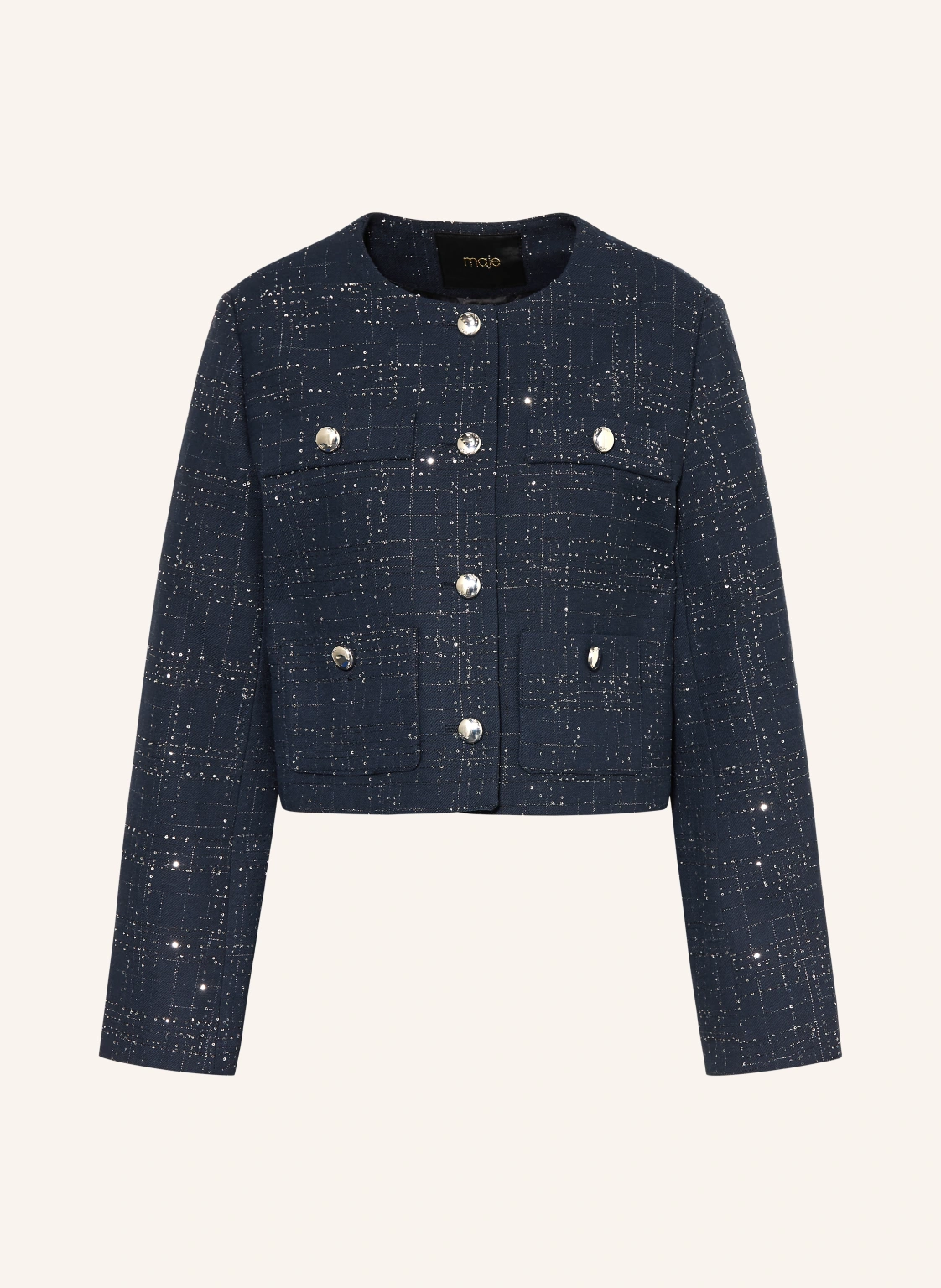 maje Kastenjacke mit Glitzergarn und Pailletten
