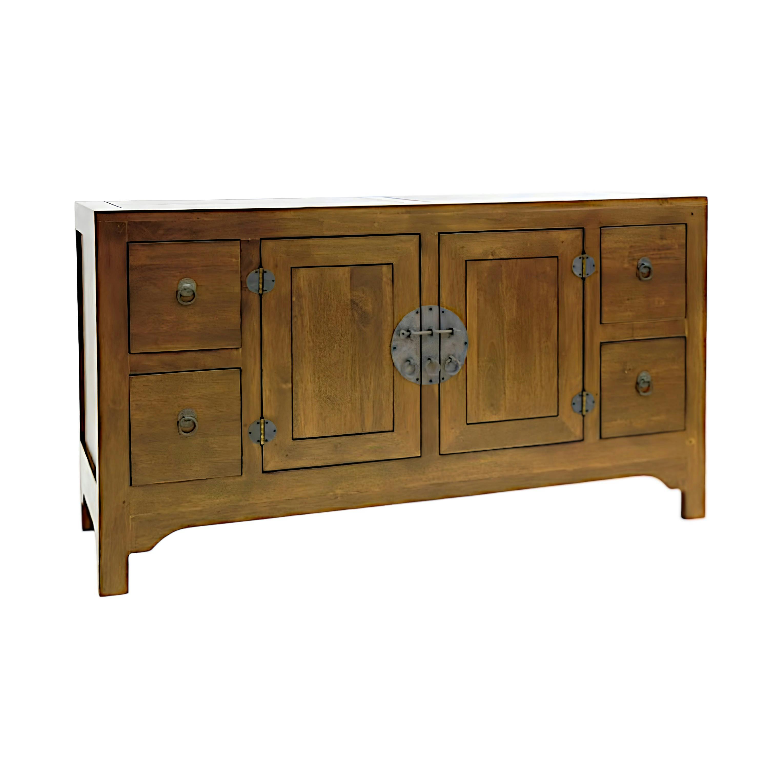 Buffet Enfilade Hévéa 2 portes, 4 tiroirs 137x45x76cm MAORI