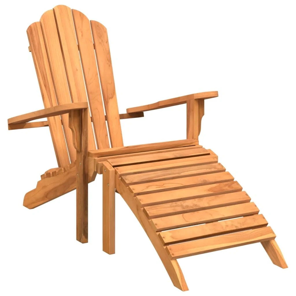 vidaXL Garden Adirondack Chair With Footrest Teak Solid teak wood Standard - 53.9 x 30.3 x 37.4 in