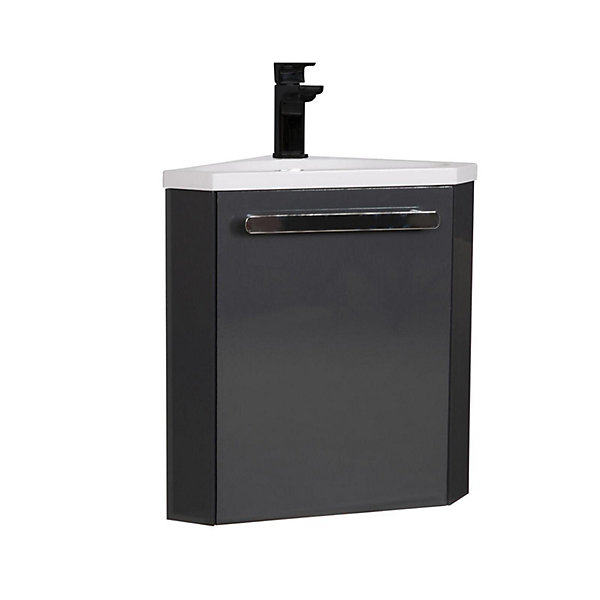 Ensemble lave-mains d'angle suspendu SKINO avec robinet noir