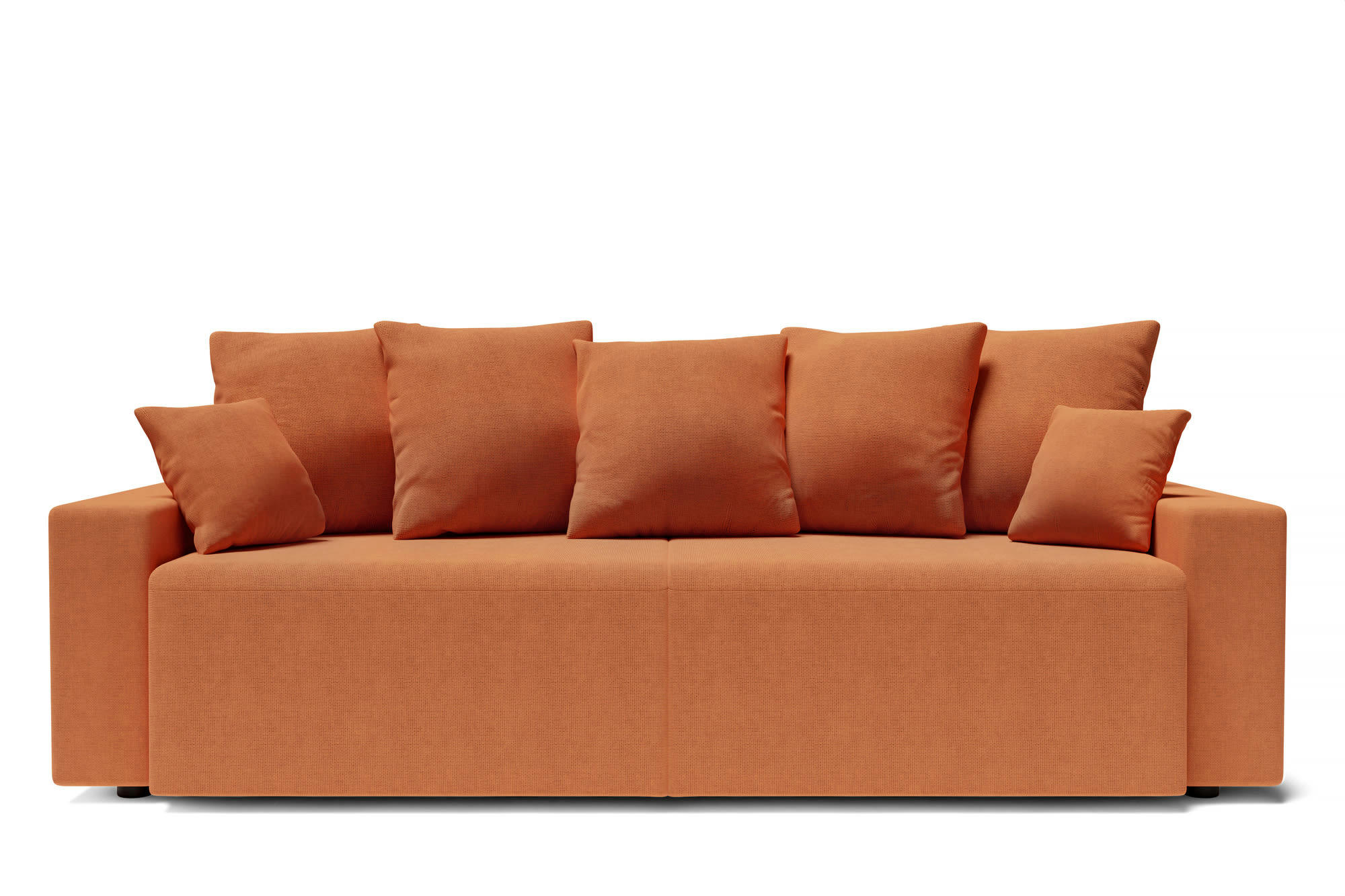 ALMA - Canapé droit convertible en tissu 3 places rouille