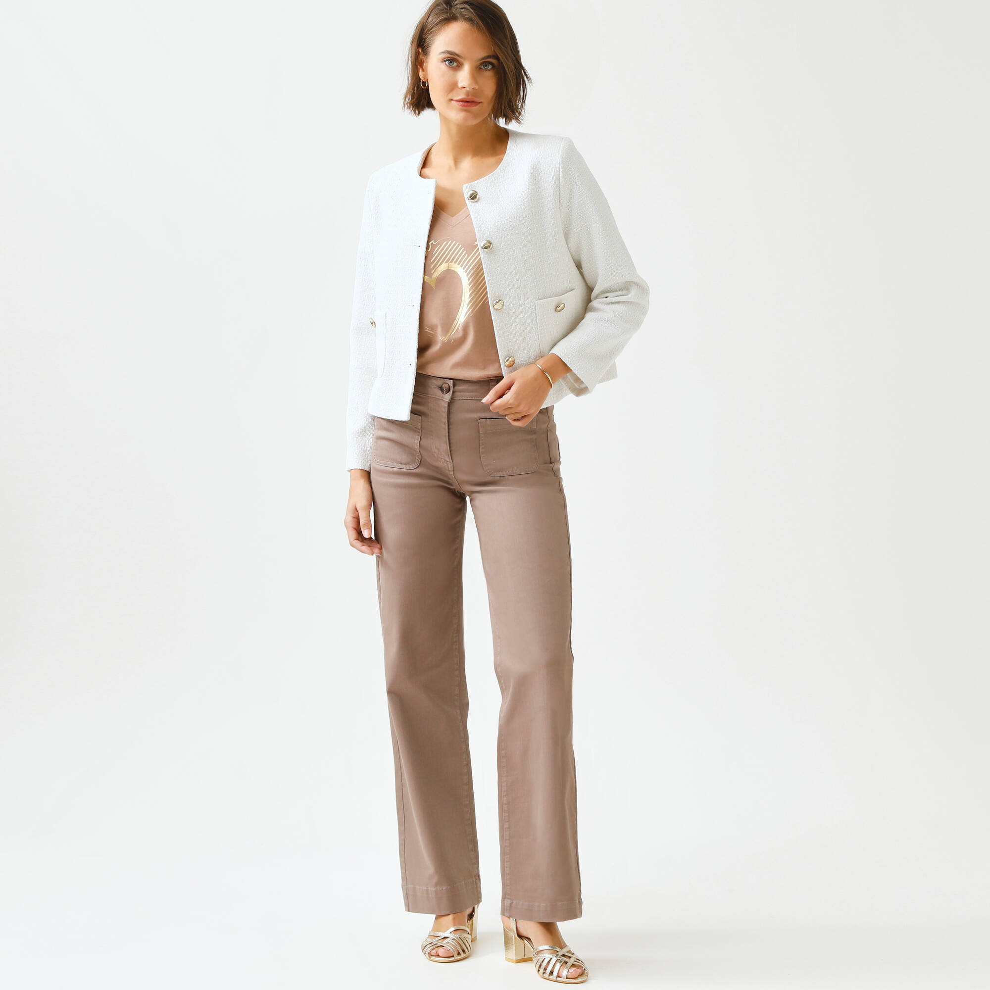 Veste boutonnée, tweed