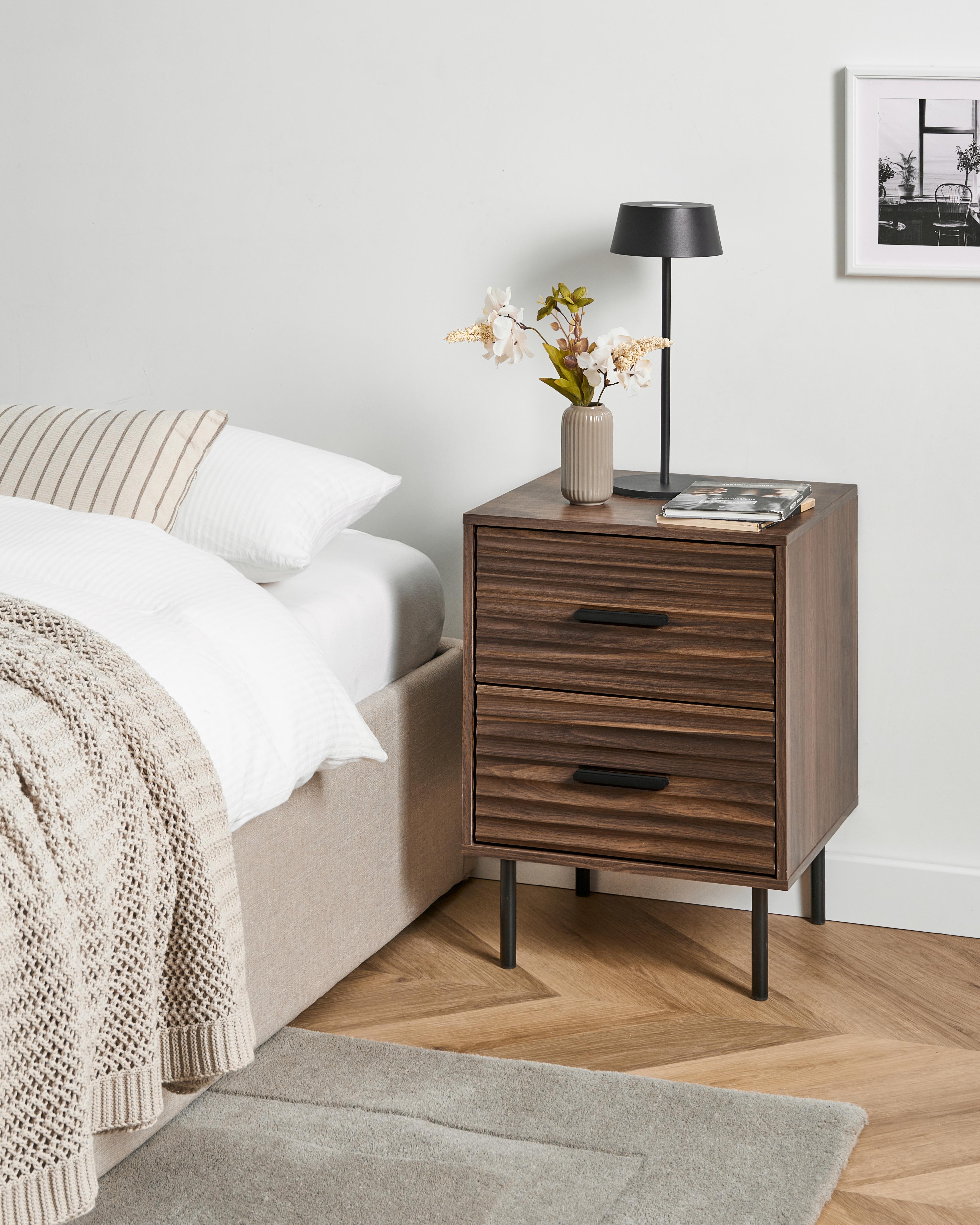 2 Drawer Bedside Table WALGETT Dark Brown