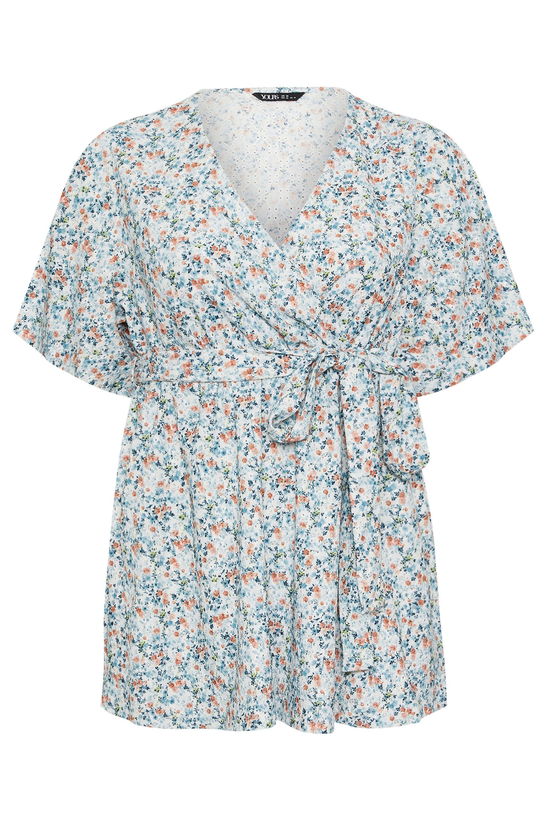Yours Ditsy Floral Print Wrap Top
