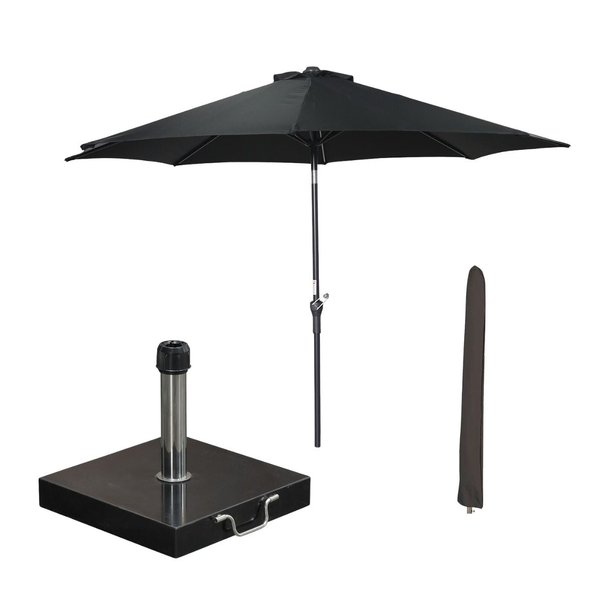 Garden Impressions stokparasol Lotus zwart Ø300 cm met Cosmo voet en hoes