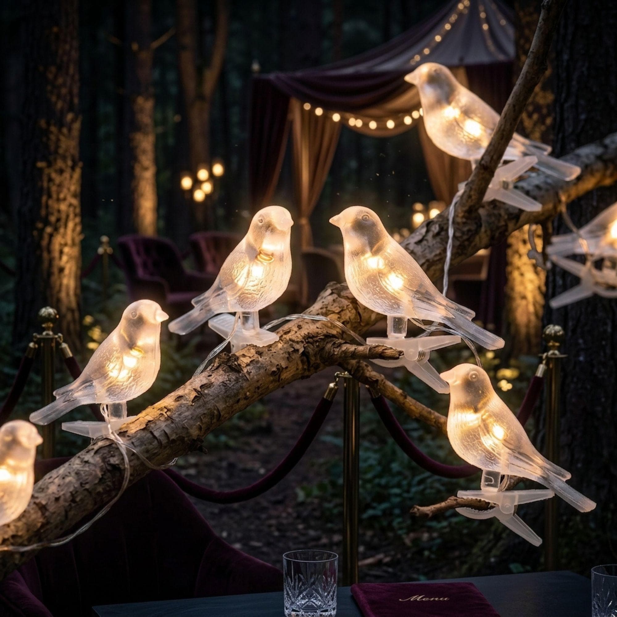 Solar Bird String Lights, IP44 Outdoor Garden Lighting, Pastoral Patio and Balcony Decor, 6–12 Hour Illumination for Courtyard Displays