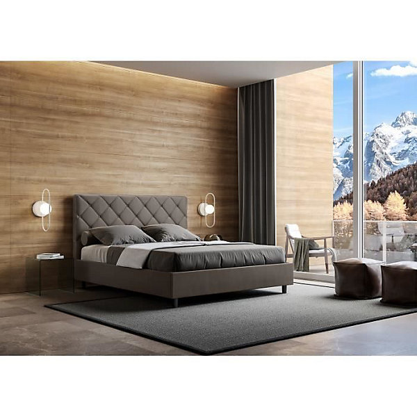 Lit en simili cuir Priya cappuccino avec sommier rembourré 140x200