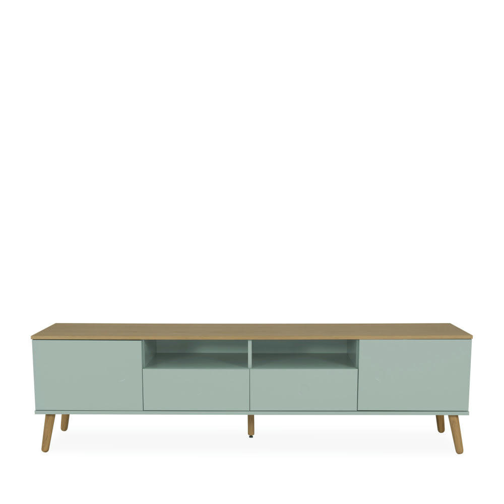 DOT - Meuble TV en bois 2 portes 2 tiroirs L192cm vert d