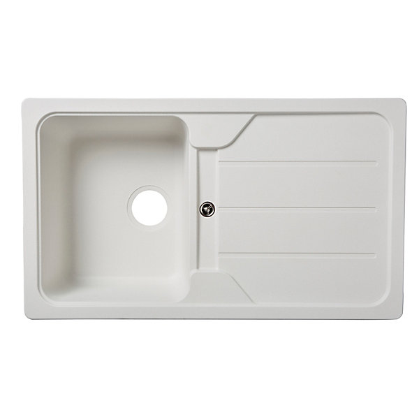 évier en composite de quartz blanc 1 bac à encastrer Arber