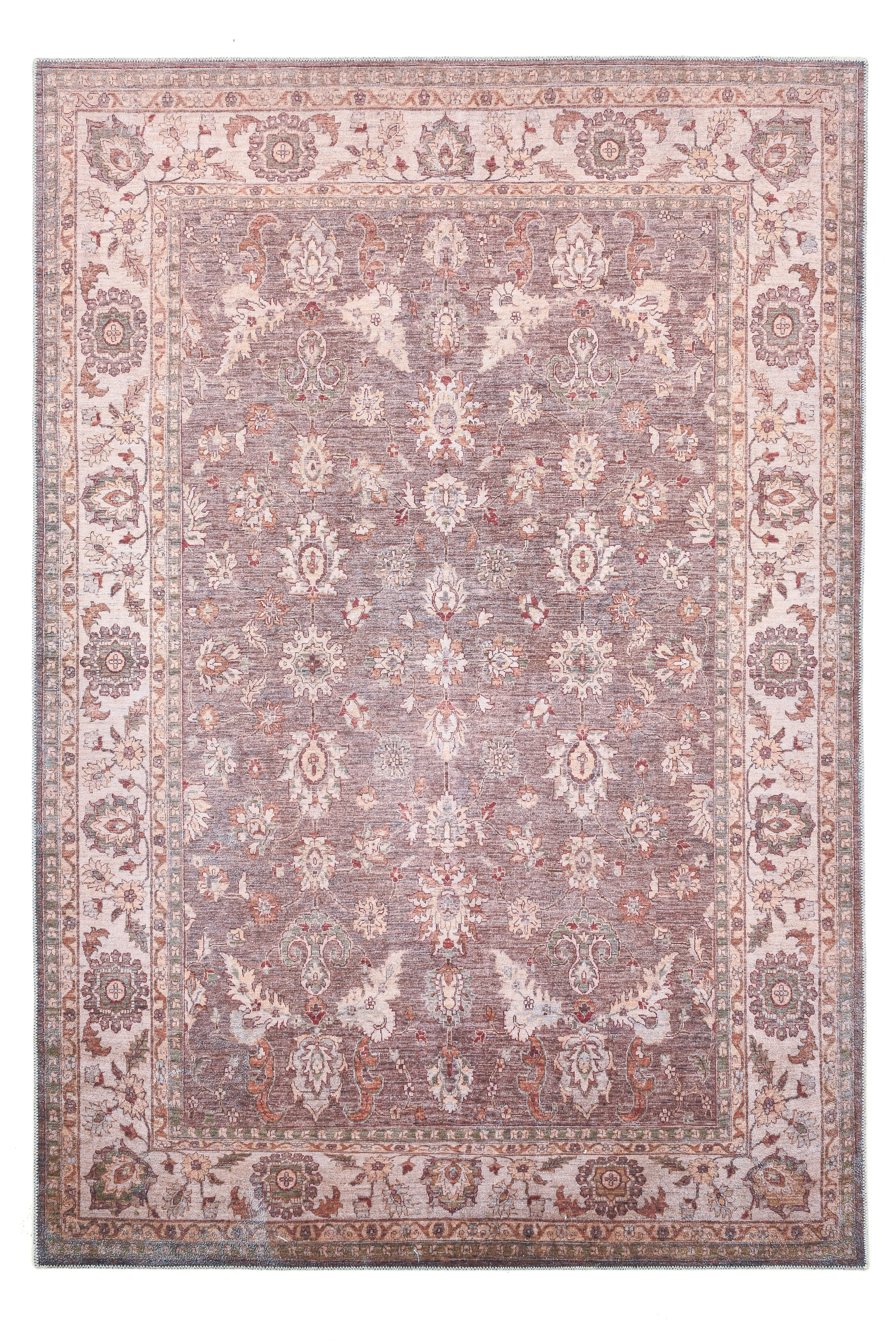 ADARA - Tapis floral tissé plat - marron 160x230 cm