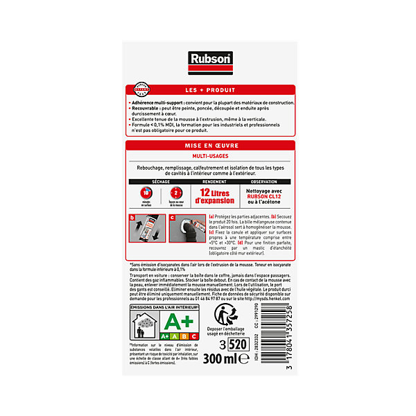 Mousse expansive Rubson aérosol multi-usages 12L