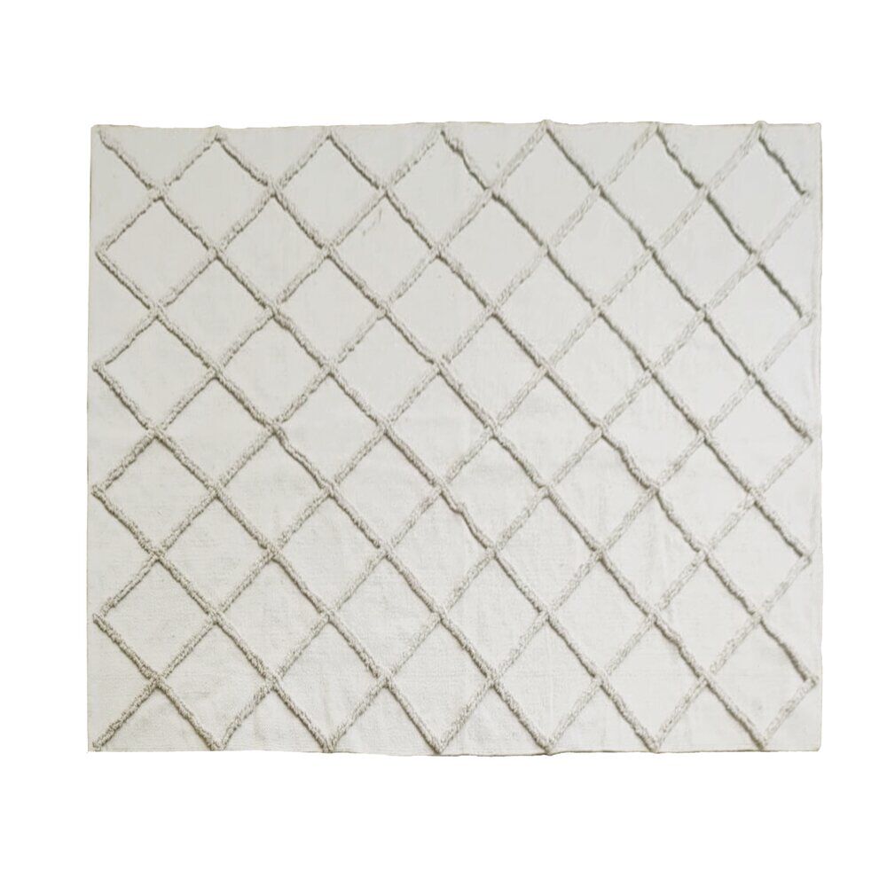 Tapis rectangulaire coton tufté beige 120x170 cm