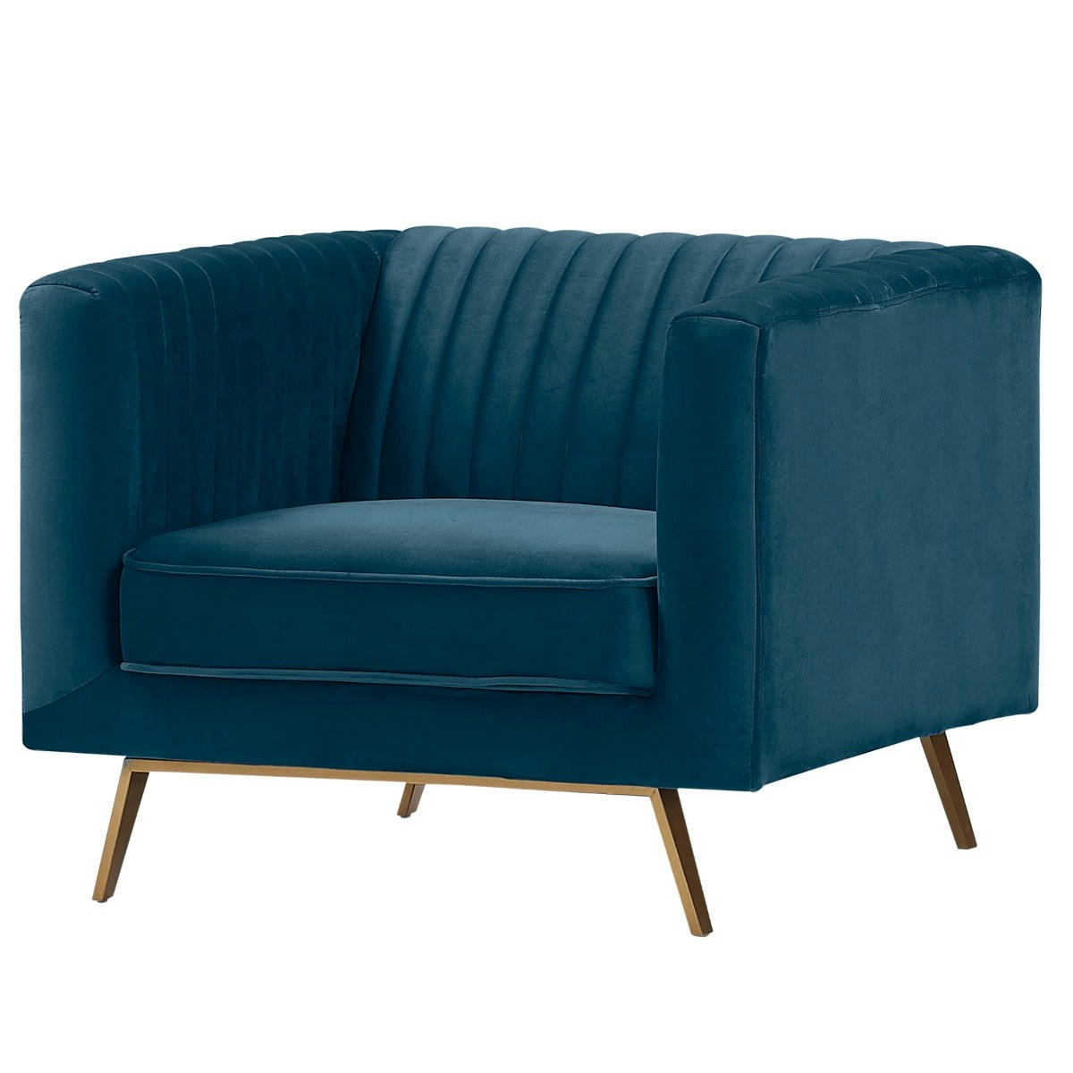 GATSBY - Fauteuil en velours bleu foncé